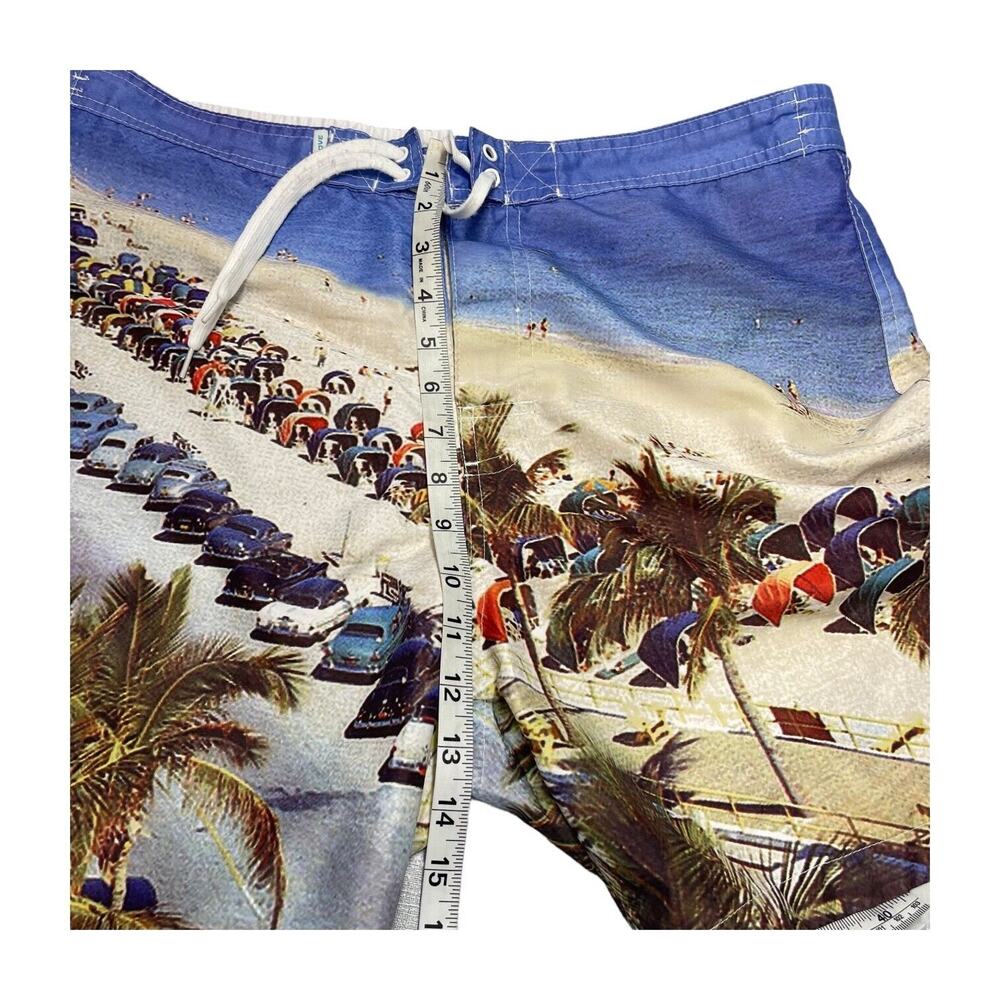 Teal Cove Board Swim Shorts Men's Medium Multicolor Beach Print Mesh Lined - Picture 8 of 8